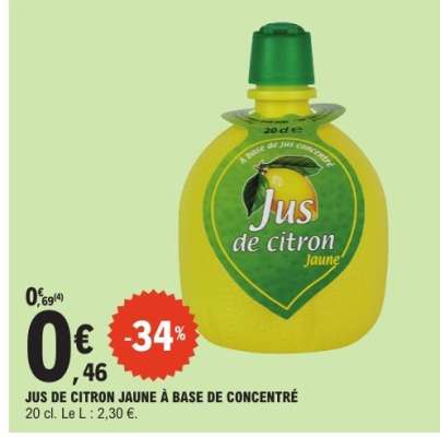 JUS DE CITRON JAUNE À BASE DE CONCENTRÉ
