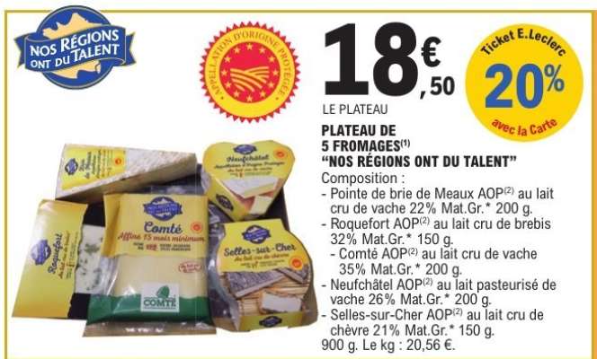 PLATEAU DE 5 FROMAGES "NOS RÉGIONS ONT DU TALENT"