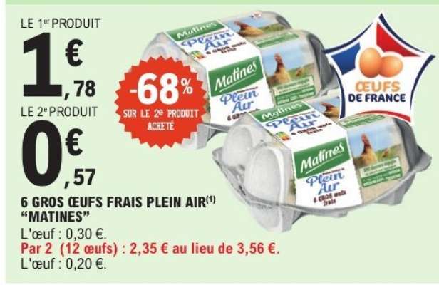 6 Gros Œufs Frais Plein Air "Matines"