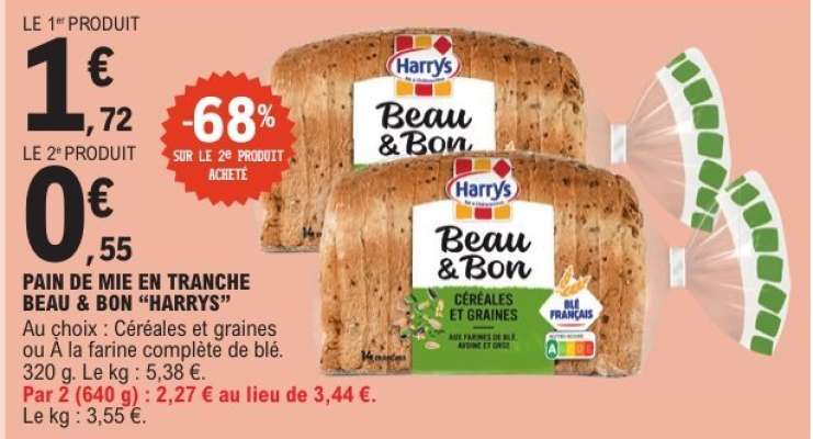 PAIN DE MIE EN TRANCHE BEAU & BON “HARRYS”