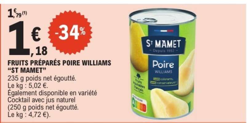 FRUITS PRÉPARÉS POIRE WILLIAMS “ST MAMET”