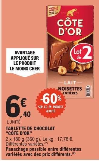 TABLETTE DE CHOCOLAT “CÔTE D’OR”