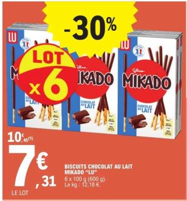 BISCUITS CHOCOLAT AU LAIT MIKADO LU