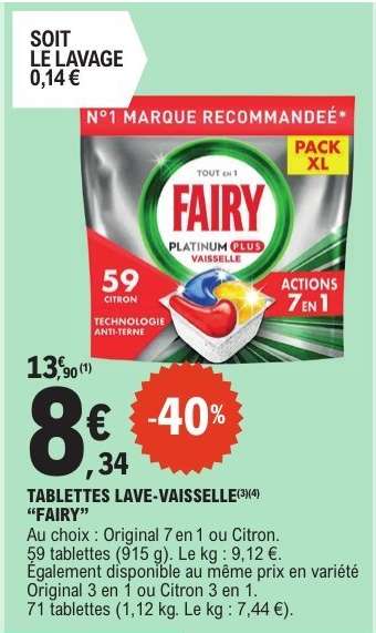Tablettes Lave-Vaisselle Fairy