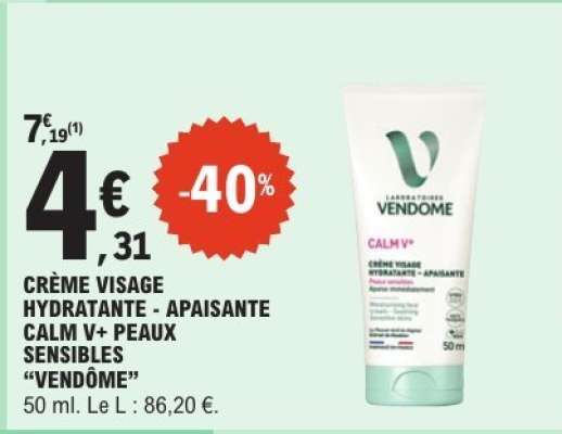CRÈME VISAGE HYDRATANTE - APAISANTE CALM V+ PEAUX SENSIBLES “VENDÔME”