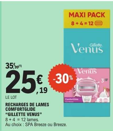 Recharges de lames ComfortGlide 'Gillette Venus'