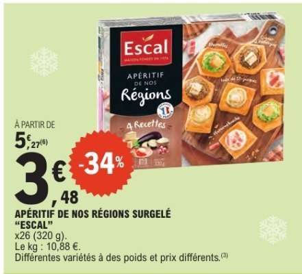 APÉRITIF DE NOS RÉGIONS SURGELÉ “ESCAL”