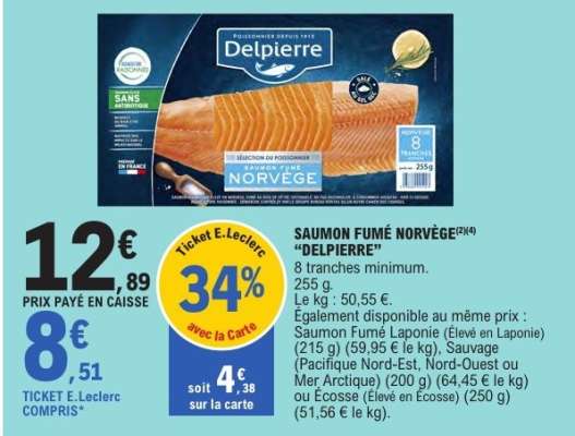 SAUMON FUMÉ NORVÈGE "DELPIERRE"