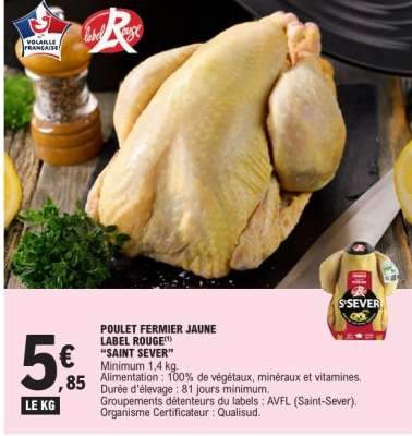 POULET FERMIER JAUNE LABEL ROUGE 'SAINT SEVER'