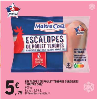 Escalopes de Poulet Tendres Surgelées "Maître CoQ"