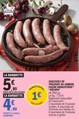 SAUCISSES DE TOULOUSE AU JAMBON FAÇON CHARCUTIÈRE® “SOCOPA”