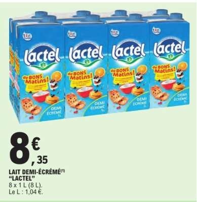 Lait Demi-Écrémé Lactel