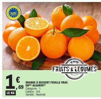 ORANGE À DESSERT FEUILLE VRAC IGP ALGARVE