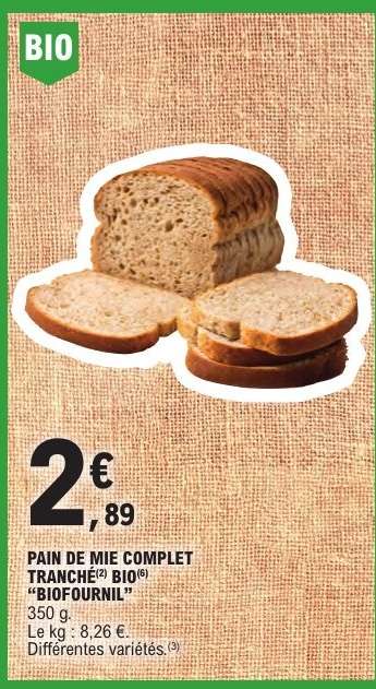 PAIN DE MIE COMPLET TRANCHÉ BIO "BIOFOURNIL"