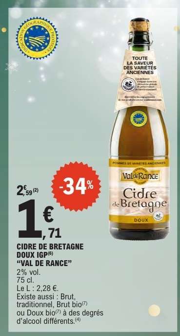 CIDRE DE BRETAGNE DOUX IGP "VAL DE RANCE"