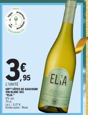 IGP CÔTES DE GASCOGNE VIN BLANC SEC 'ELIA'