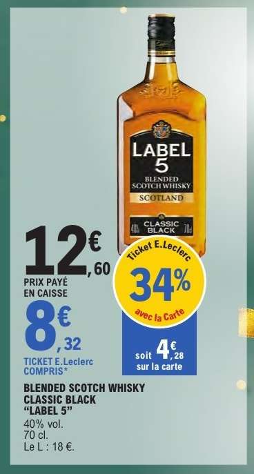 BLENDED SCOTCH WHISKY CLASSIC BLACK "LABEL 5"