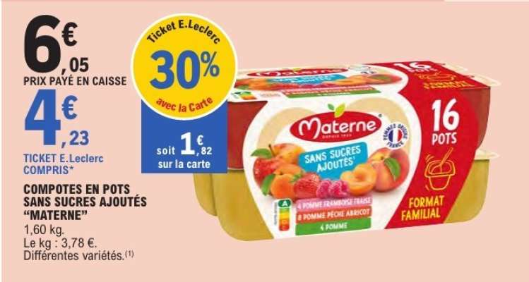 COMPOTES EN POTS SANS SUCRES AJOUTÉS “MATERNE”