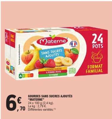 GOURDES SANS SUCRES AJOUTÉS “MATERNE”