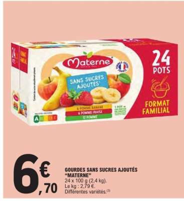 GOURDES SANS SUCRES AJOUTÉS “MATERNE”