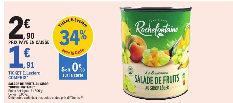 SALADE DE FRUITS AU SIROP “ROCHEFONTAINE”