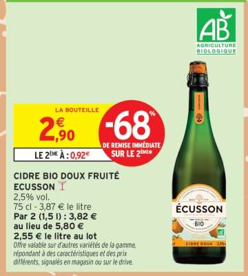 CIDRE BIO DOUX FRUITÉ ECUSSON