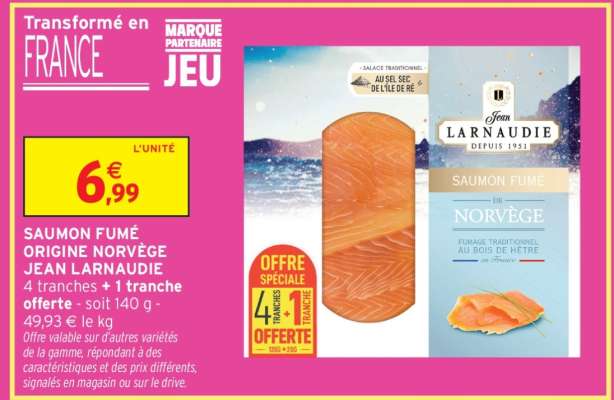 SAUMON FUMÉ ORIGINE NORVÈGE JEAN LARNAUDIE