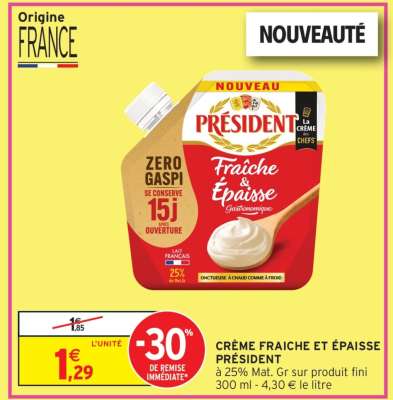 CRÈME FRAICHE ET ÉPAISSE PRÉSIDENT