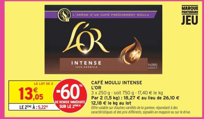 CAFÉ MOULU INTENSE L'OR