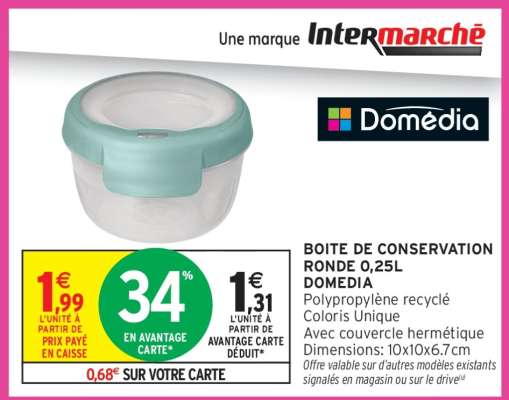 BOITE DE CONSERVATION RONDE 0,25L DOMEDIA