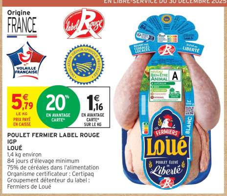 POULET FERMIER LABEL ROUGE IGP LOUÉ