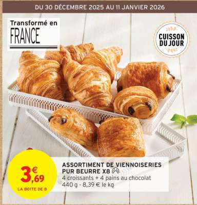 ASSORTIMENT DE VIENNOISERIES PUR BEURRE X8