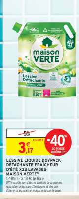 LESSIVE LIQUIDE DOYPACK DÉTACHANTE FRAÎCHEUR D'ÉTÉ X33 LAVAGES MAISON VERTE