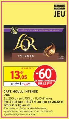 CAFÉ MOULU INTENSE L'OR