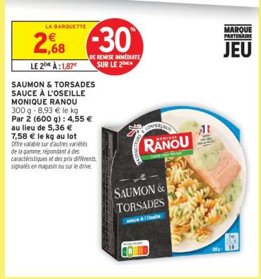 SAUMON & TORSADES SAUCE À L'OSEILLE MONIQUE RANOU