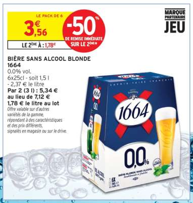 BIÈRE SANS ALCOOL BLONDE 1664