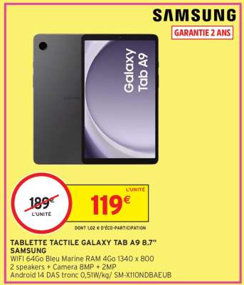 Tablette Tactile Galaxy Tab A9 8.7" Samsung