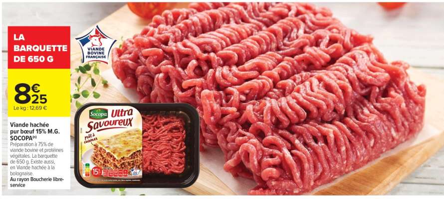 Viande hachée pur boeuf 15% M.G. SOCOPA