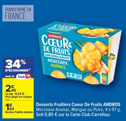 Desserts Fruitiers Coeur de Fruits ANDROS