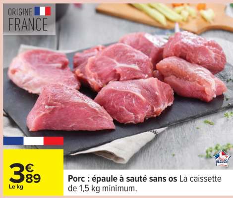Porc : épaule à sauté sans os