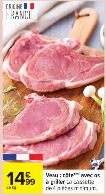 Veau : côte*** avec os à griller