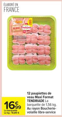 12 paupiettes de veau MAXI FORMAT TENDRIADE