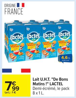 Lait U.H.T. "De Bons Matins !" LACTEL