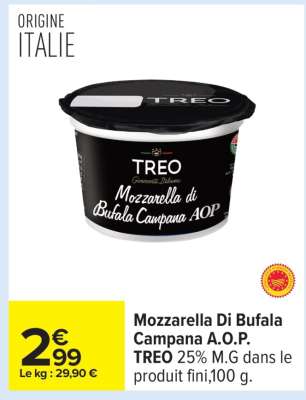 Mozzarella di Bufala Campana A.O.P. TREO