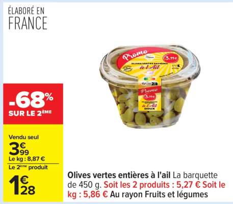 Olives vertes entières à l’ail