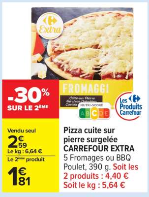 Pizza cuite sur pierre surgelée CARREFOUR EXTRA