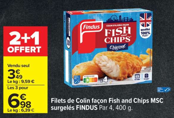 Filets de Colin façon Fish and Chips MSC surgelés FINDUS