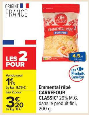 EMMENTAL RÂPÉ CARREFOUR CLASSIC