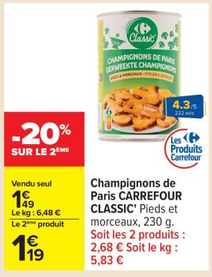 Champignons de Paris CARREFOUR CLASSIC'