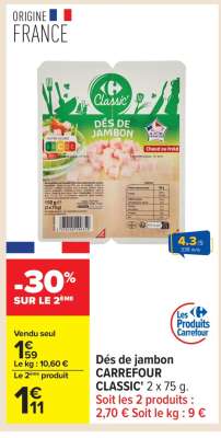Dés de jambon CARREFOUR CLASSIC'